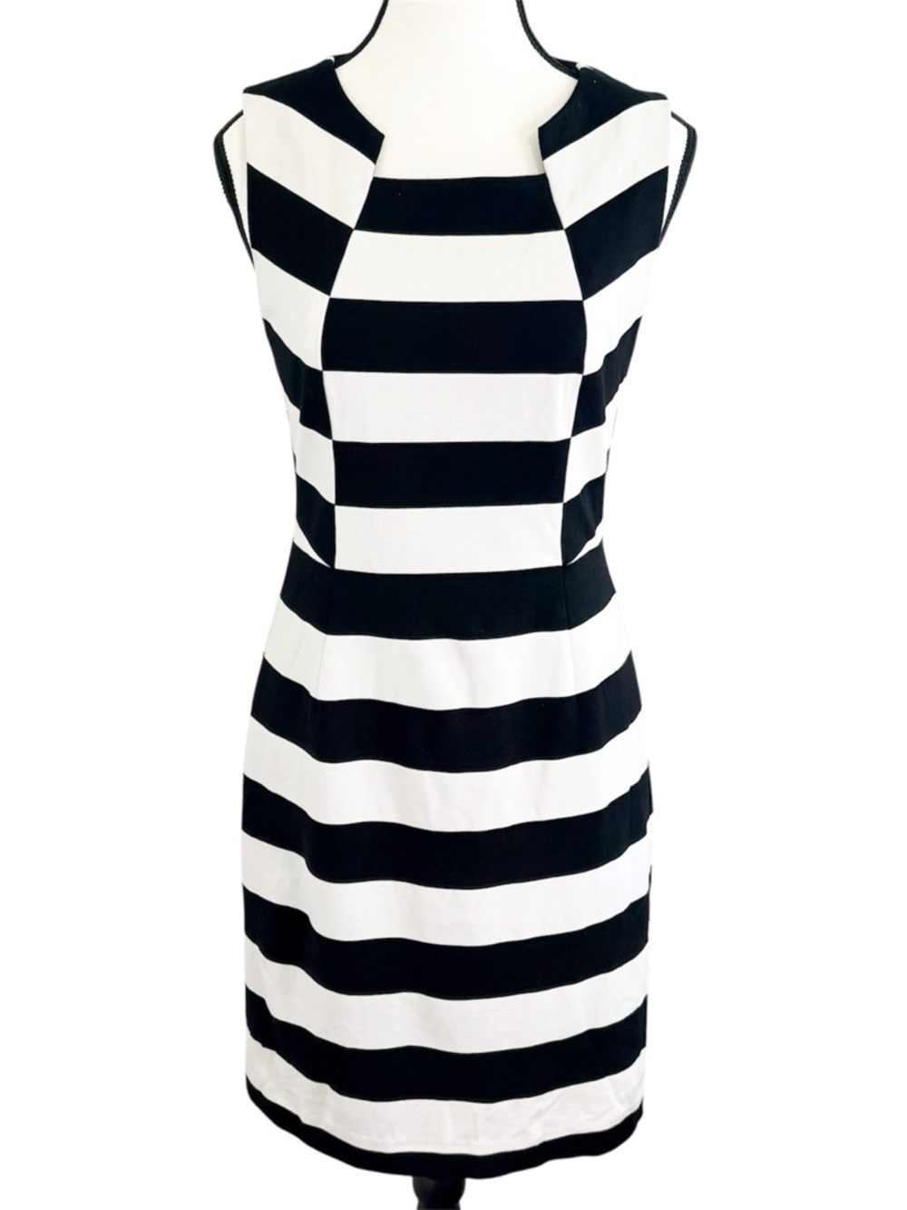TRINA TURK Marsha Striped Sheath Dress Black White Sleeveless Size 6 USA